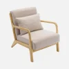 Scandi-style wooden armchair with cushion