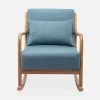 Scandi-style wooden rocking chair with cushion