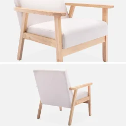 Scandi-style wood frame upholstered armchair