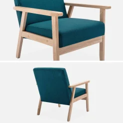 Scandi-style wood frame upholstered armchair