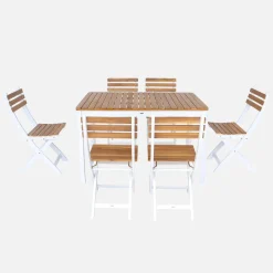 6-seater acacia garden table with rounded corners