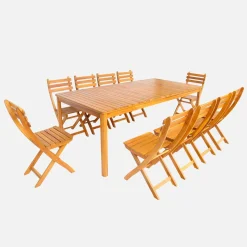 10-seater acacia garden table with rounded corners