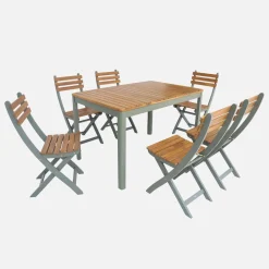6-seater acacia garden table with rounded corners