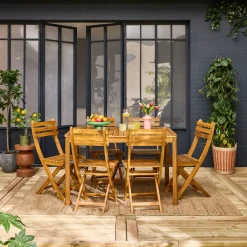 6-seater acacia garden table with rounded corners