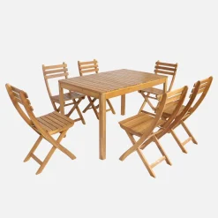 6-seater acacia garden table with rounded corners