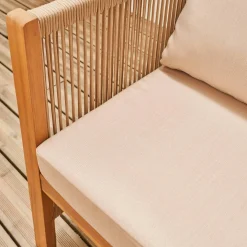 4-seater acacia wood and rope garden sofa set