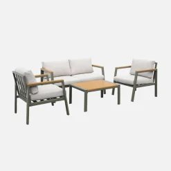 4-seater aluminium and polywood garden sofa set