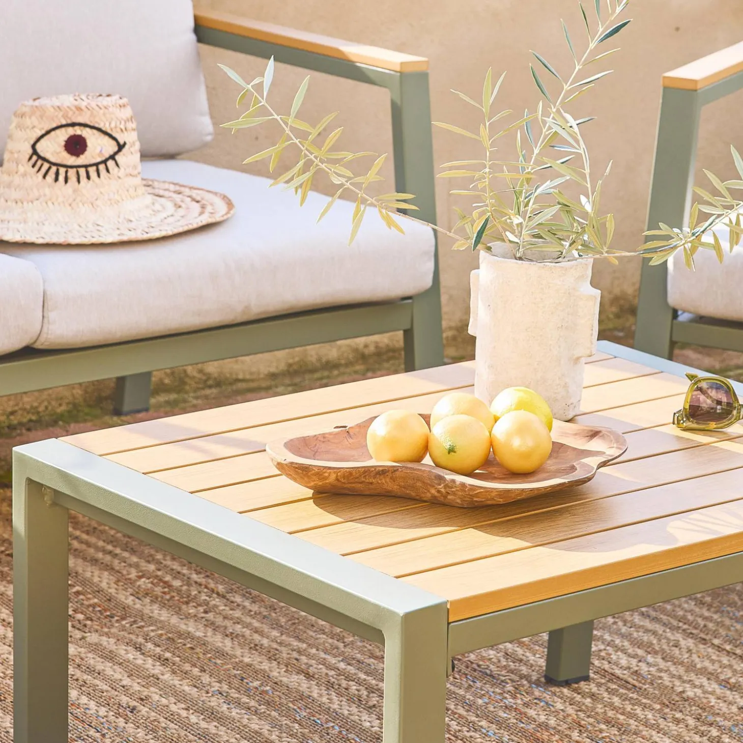4-seater aluminium and polywood garden sofa set
