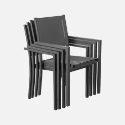 8-seater aluminium garden table with 8 textilene armchairs