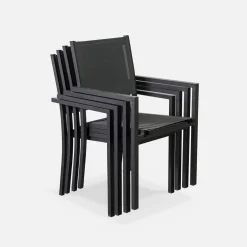 6-seater aluminium garden table with textilene chairs