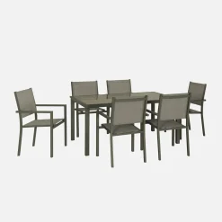 6-seater aluminium garden table with textilene chairs