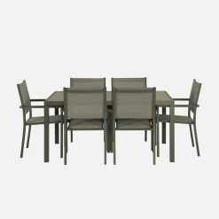 6-seater aluminium garden table with textilene chairs