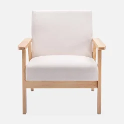 3-seater bench and armchair in wood and fabric