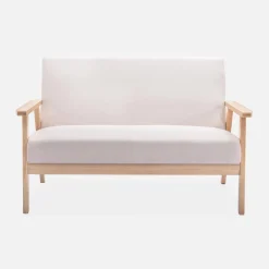 3-seater bench and armchair in wood and fabric