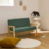 2-seater children's bench in corduroy and hevea wood