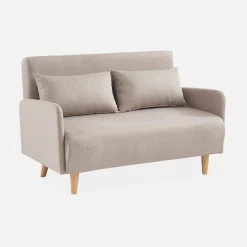 2-seater convertible sofa bed with reclining backrest