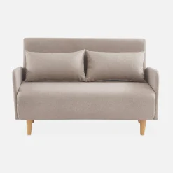 2-seater convertible sofa bed with reclining backrest