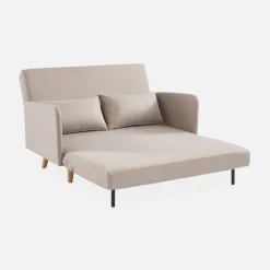 2-seater convertible sofa bed with reclining backrest