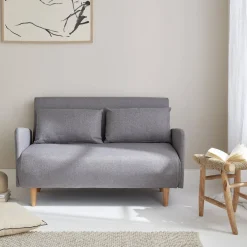 2-seater convertible sofa bed with reclining backrest