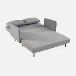 2-seater convertible sofa bed with reclining backrest