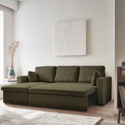 3-seater corduroy corner sofa bed