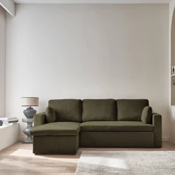 3-seater corduroy corner sofa bed