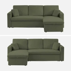 3-seater corduroy corner sofa bed