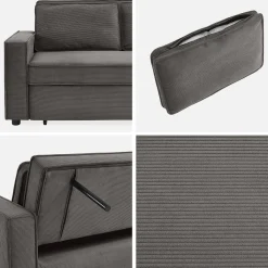 2-seater corduroy sofa bed