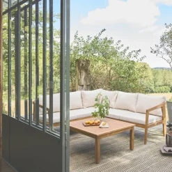 5-seater corner garden lounge in acacia wood