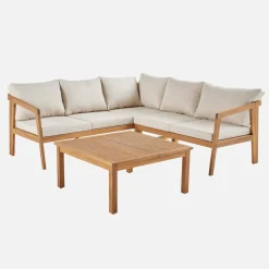 5-seater corner garden lounge in acacia wood