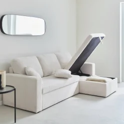3-seater corner sofa bed in boucle