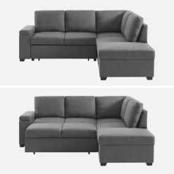 3-seater corner sofa bed with footstool