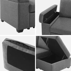 3-seater corner sofa bed with footstool