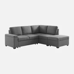 3-seater corner sofa bed with footstool