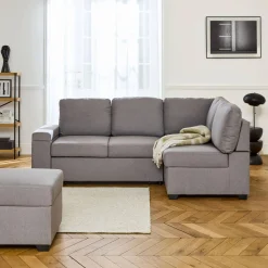 3-seater corner sofa bed with footstool