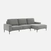 3-seater corner sofa in fabric and metal, right-hand corner