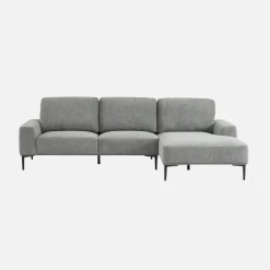 3-seater corner sofa in fabric and metal, right-hand corner
