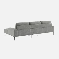3-seater corner sofa in fabric and metal, right-hand corner