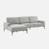 3-seater corner sofa, left-hand in fabric and metal