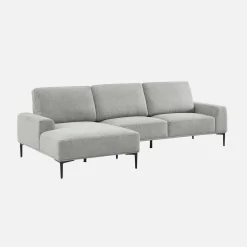 3-seater corner sofa, left-hand in fabric and metal