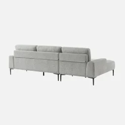 3-seater corner sofa, left-hand in fabric and metal