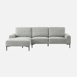 3-seater corner sofa, left-hand in fabric and metal