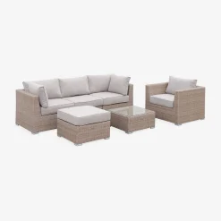 5-seater deluxe polyrattan garden sofa set