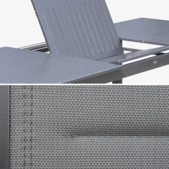 8-seater extendable aluminium garden table set with chairs