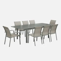 8-seater extendable aluminium garden table