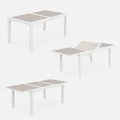 6-seater extendable aluminium garden table set with chairs