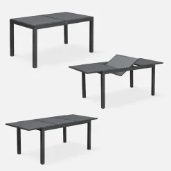 6-seater extendable aluminium garden table set with chairs