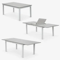 8-seater extendable aluminium garden table set with chairs