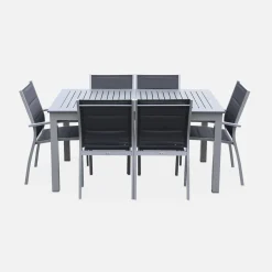 6-seater extendable aluminium garden table with chairs