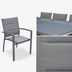 8-seater extendable aluminium garden table set with chairs